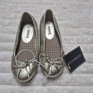 George MSY Julie Pleated Ballet Flats Gold Metallic Girls Size 11.5 NWT